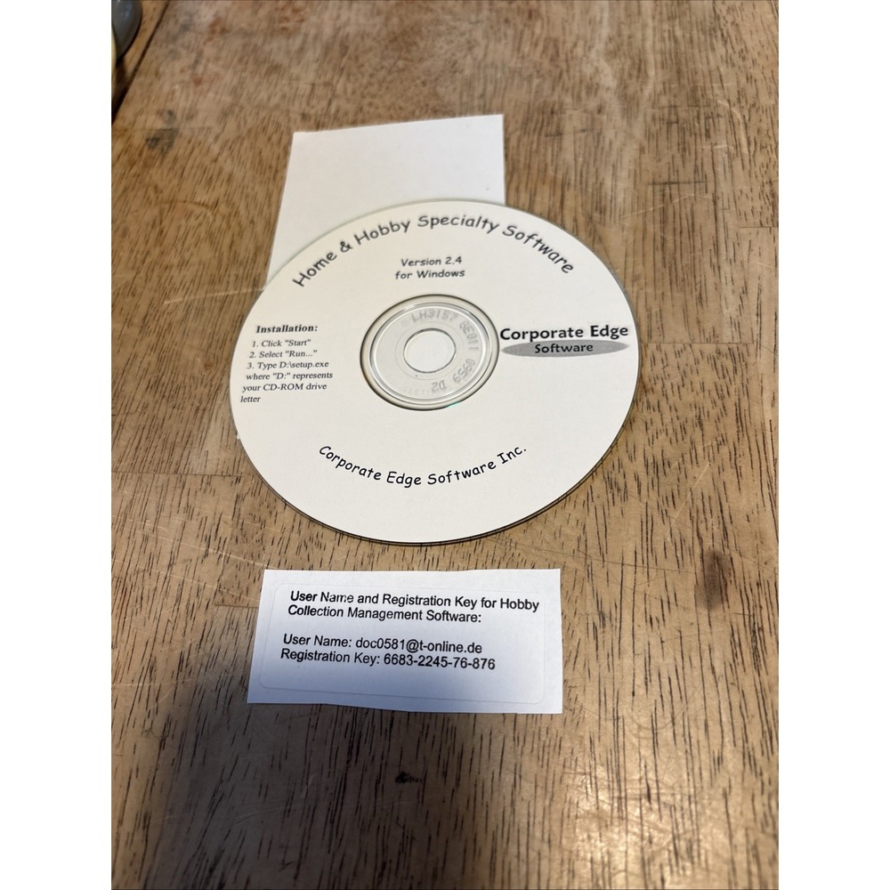 Corporate Edge Software Inc Home and Hobby Specialty Software V2.4 Windows CD